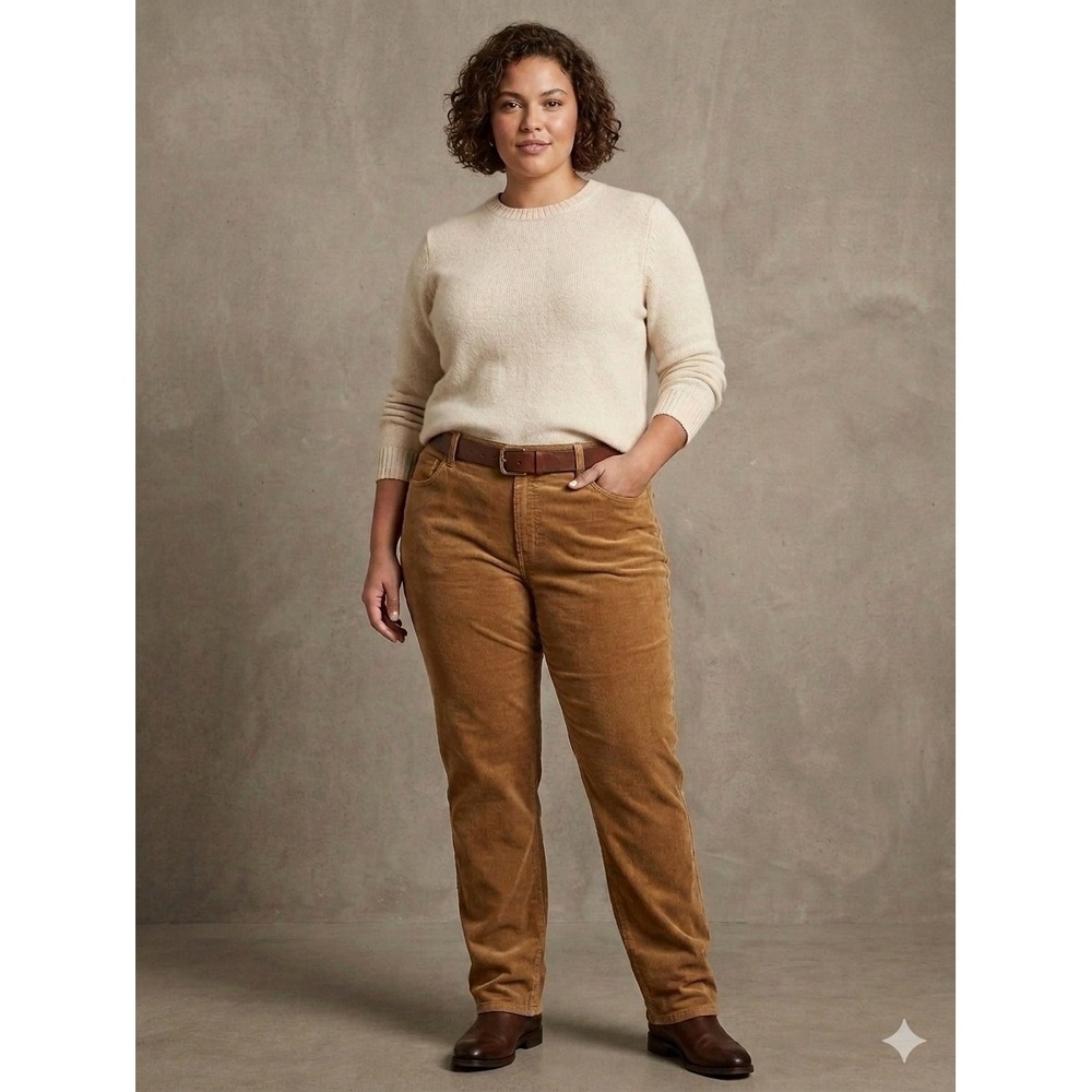 Lauren Ralph Lauren Womens Brown Corduroy Straight Leg Pants Size 20W